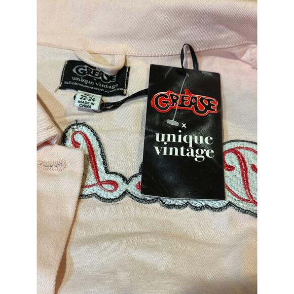 Unique Vintage Grease Pink Ladies Denim Crop Jacket Coat 4X 22 24 NWT - Picture 5 of 6